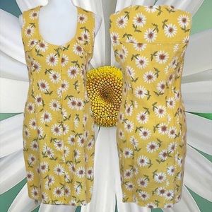Naf Naf  Yellow Cotton Knit Daisy Sundress